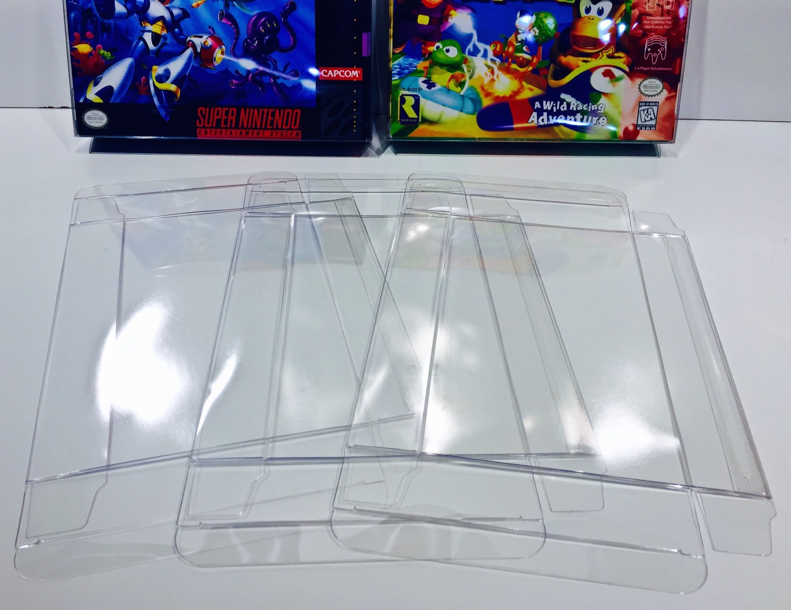 25 SNES / N64 / ATARI JAGUAR Box Protectors Clear Cases Super Nintendo N64