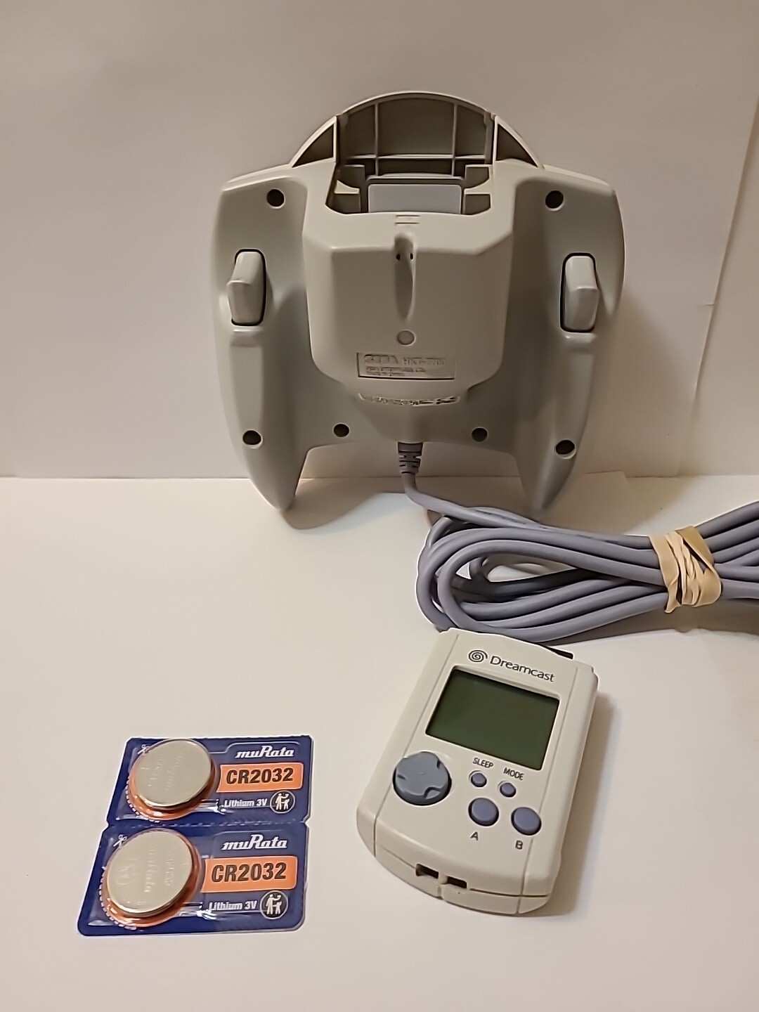 Sega Dreamcast Controller HKT-7700 White Tested With VMU And New Batteries