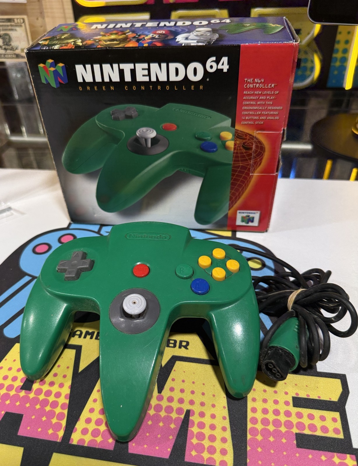 Nintendo N64 Solid Green Controller in Original Box
