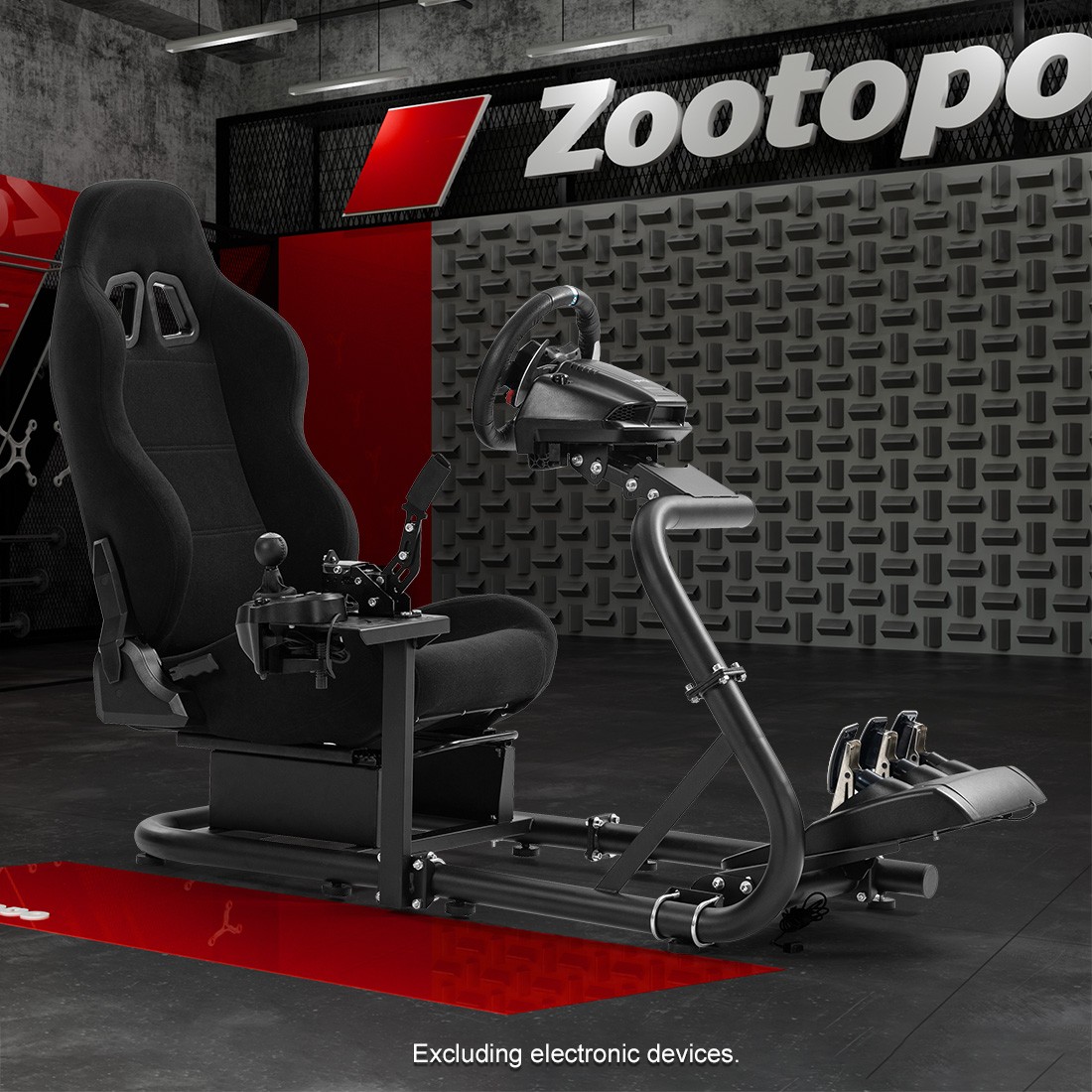 Zootopo Semi Open Racing Sim Cockpit With Black Seat Fits Logitech Thrustmaster