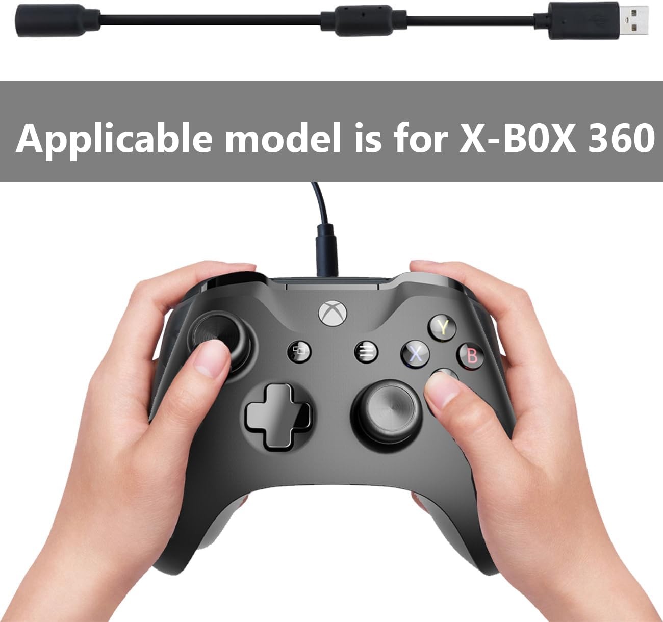 Replacement Dongle USB Breakaway Cable for Xbox 360 Black