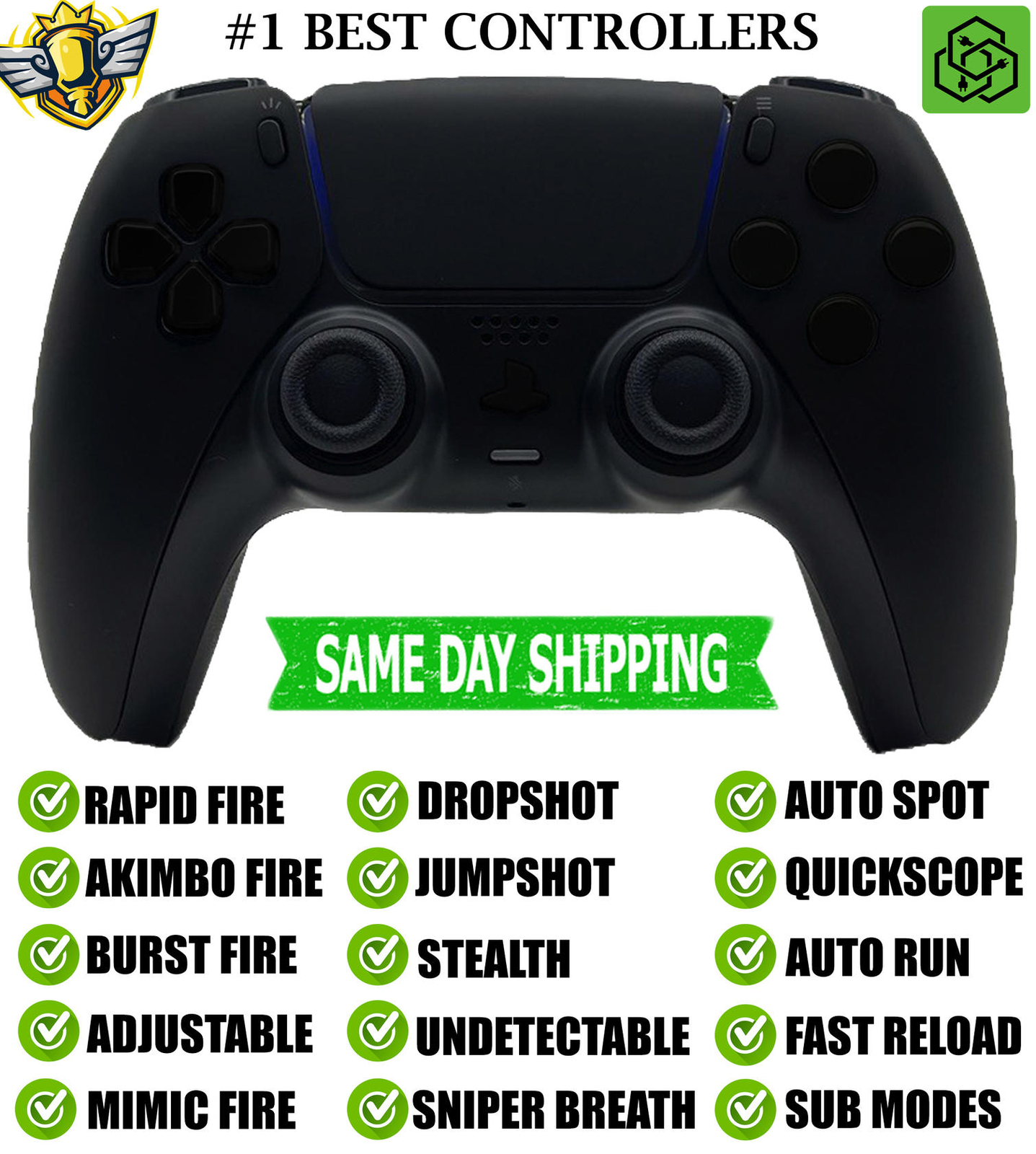 Black Silent Modz Wireless Rapid Fire Modded Controller for Playstation 5 PS5