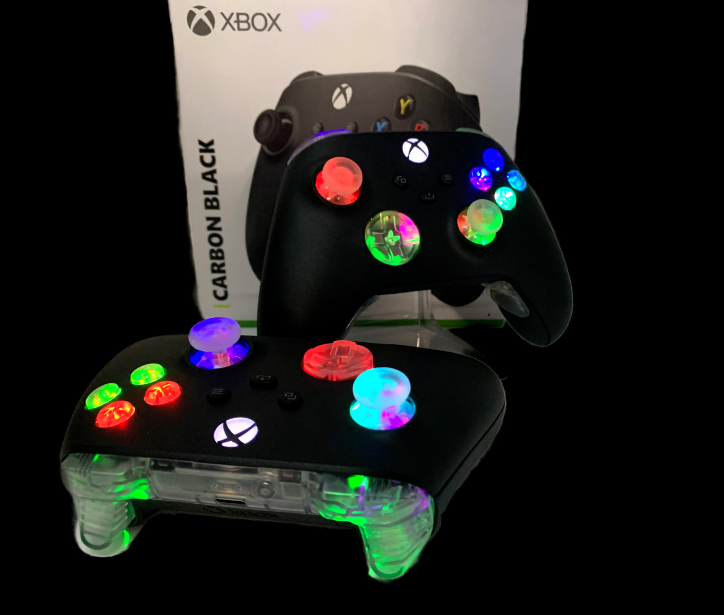 Microsoft Xbox One Wireless Controller – Carbon Black – with custom LED mod