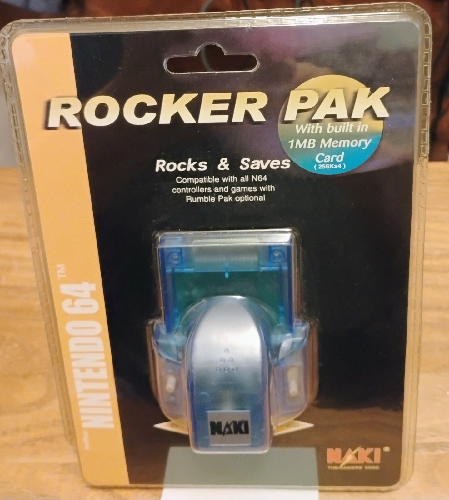NO BATTERIES NEEDED Naki N64 ROCKER PAK + Memory Card New & Sealed