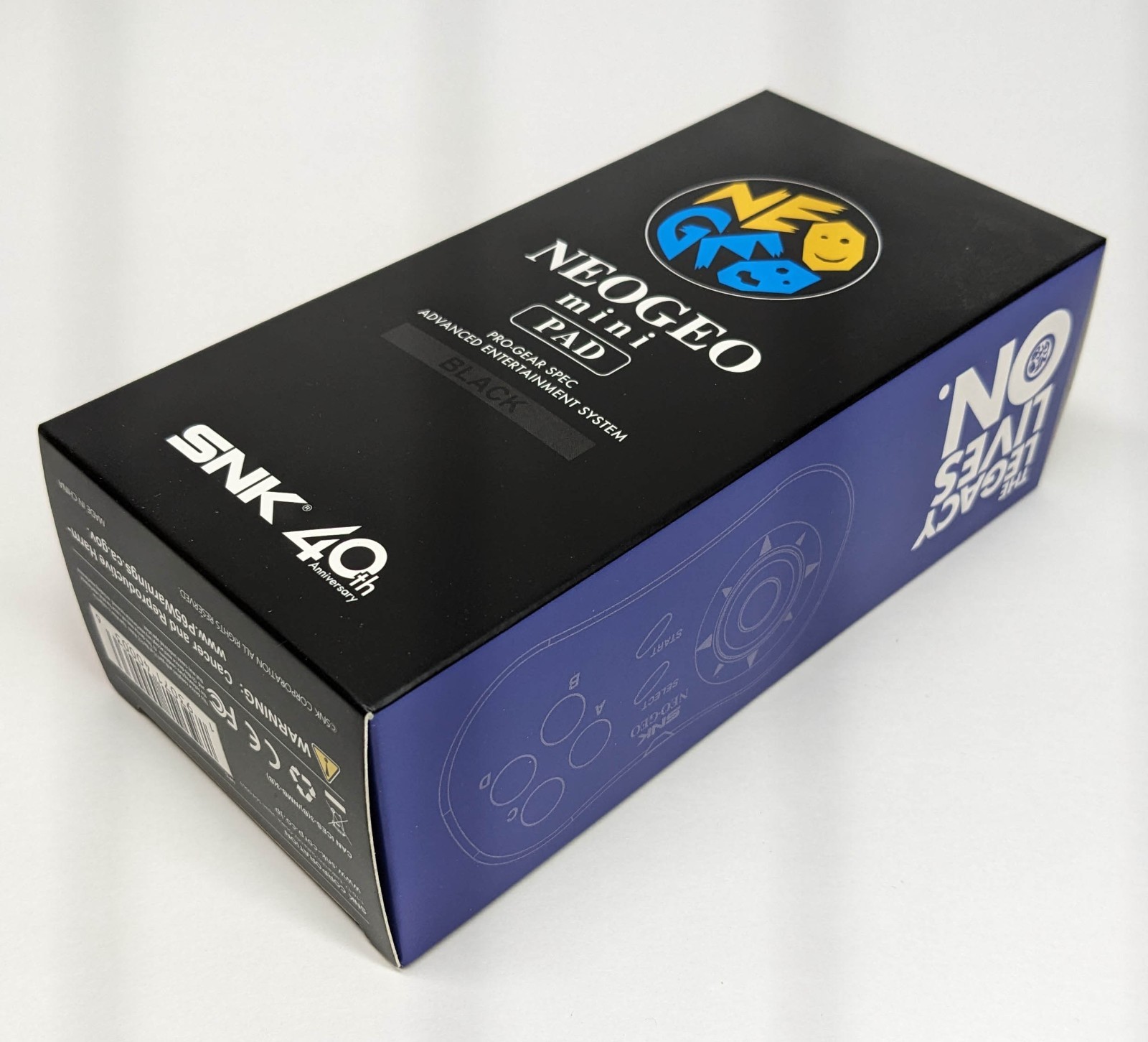 Neo Geo Mini Pad Black Controller, SNK 40th Anniversary – New –