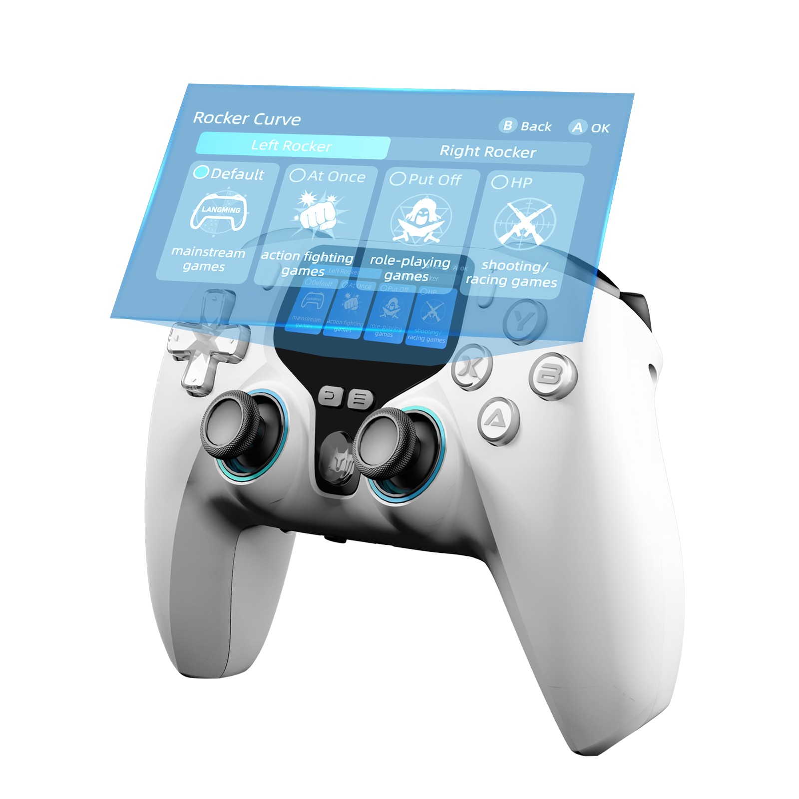 Wireless Gaming Controller with Interactive Screen for PC/P3/Switch/Android
