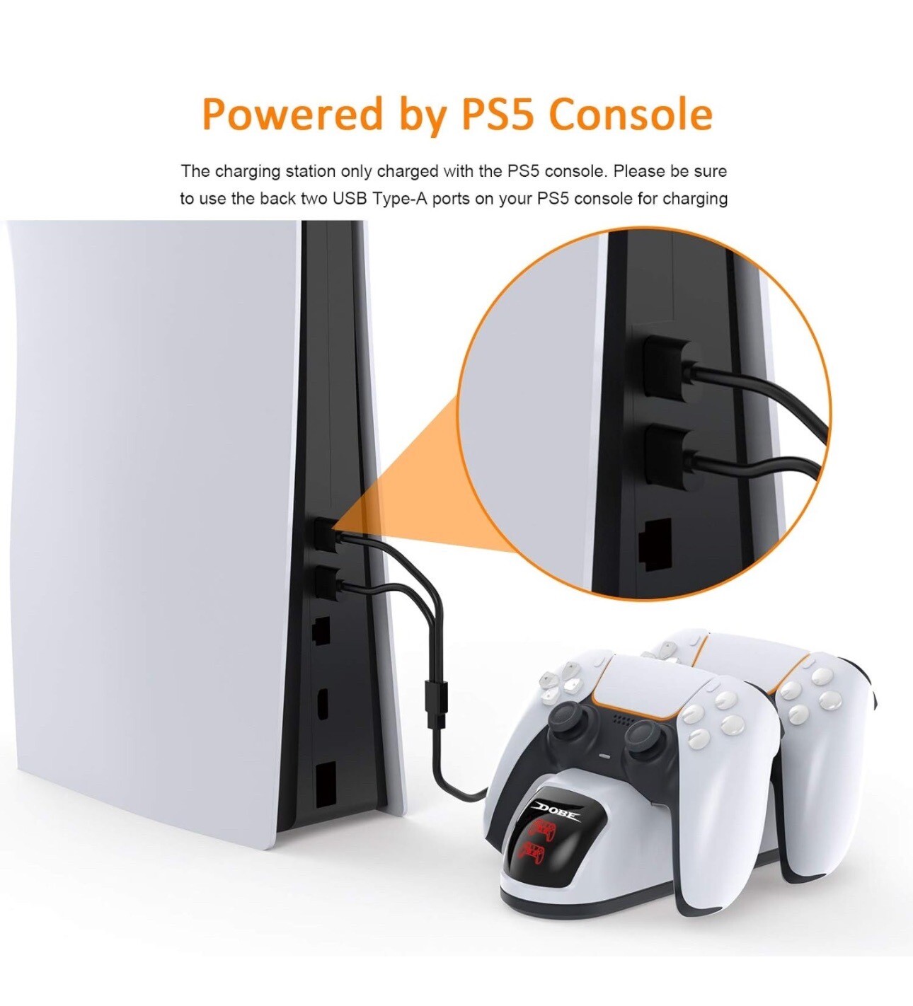 BEJOY Newest PS5 Charging Station, Dual PS5 Controller Charger with LED