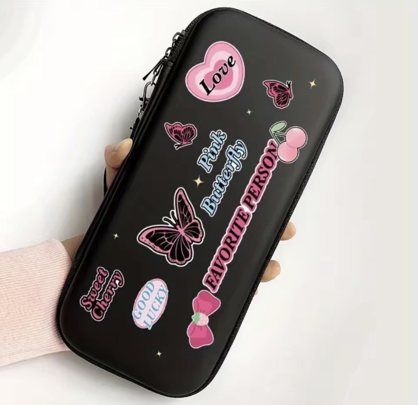 Girly Black & Pink Butterfly NS Lite Protective Case with Lanyard for Women