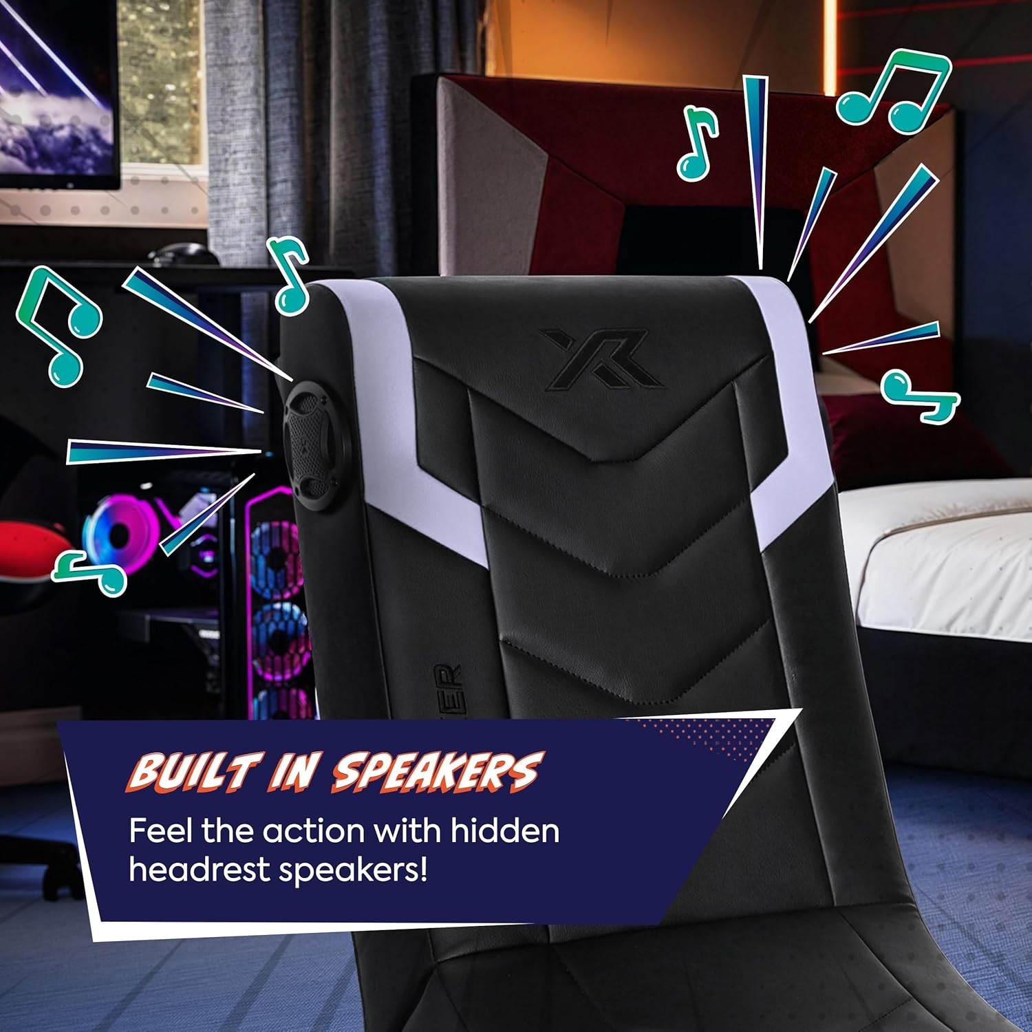 X Rocker Eclipse Video Gaming Chair Foldable Bluetooth w/ Built-In Speakers