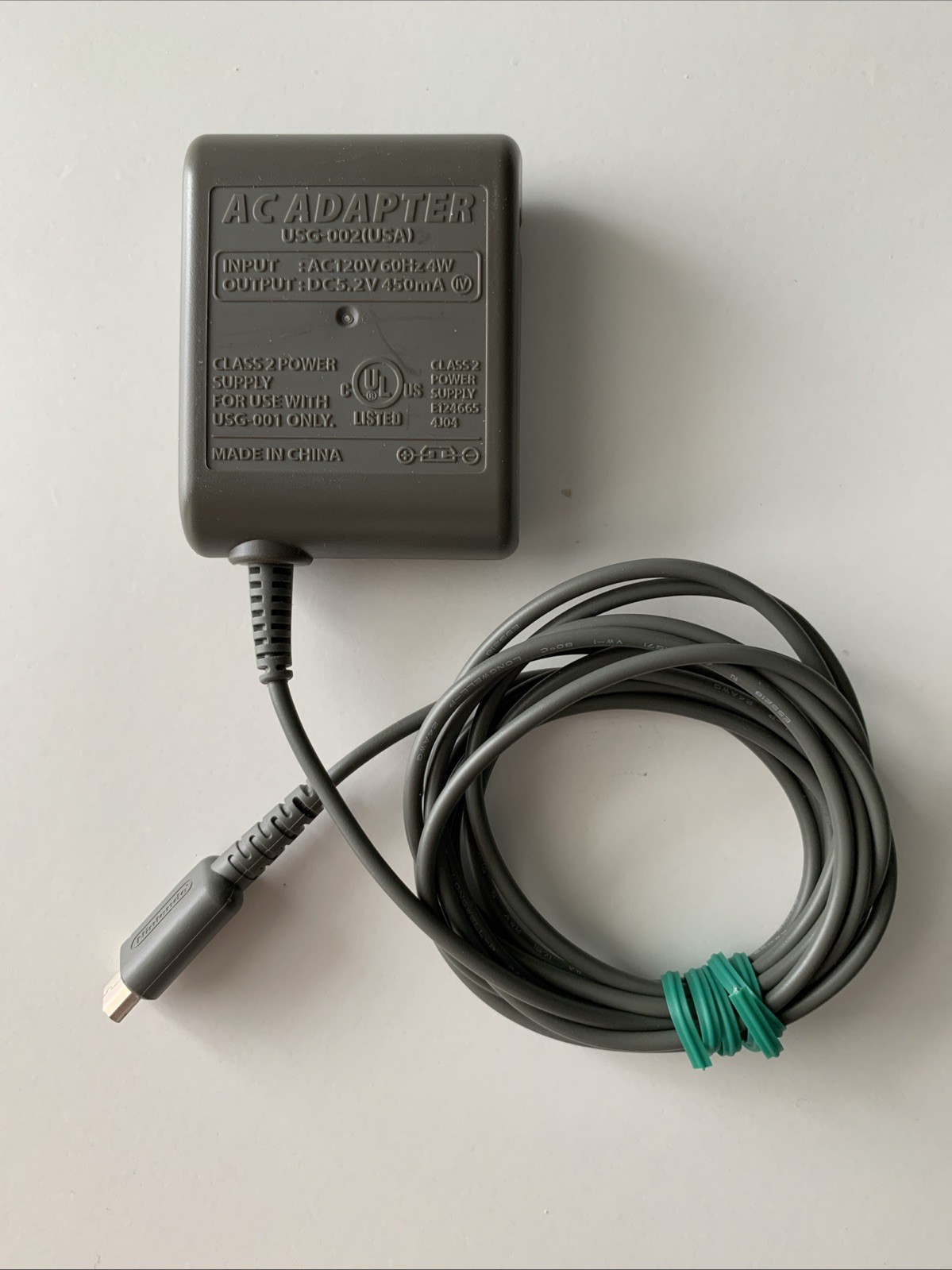 OEM Nintendo DS Original AC Adapter Charger (USG-002) USA Gray Tested