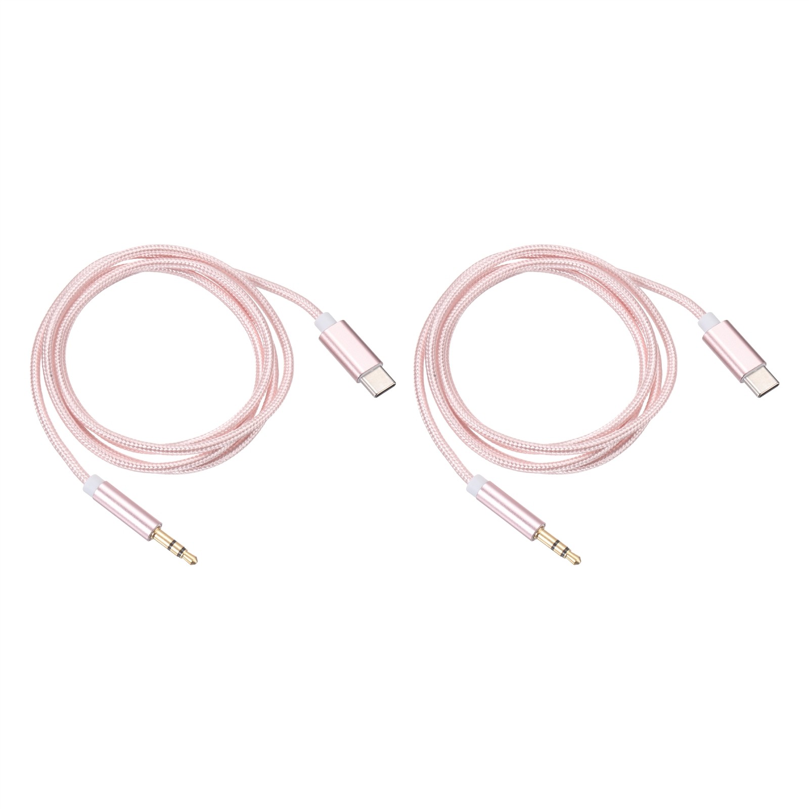 2Pcs USB C Aux Cable Type C Male to 3.5mm Male Jack Adapter 1M/3.3Ft Pink