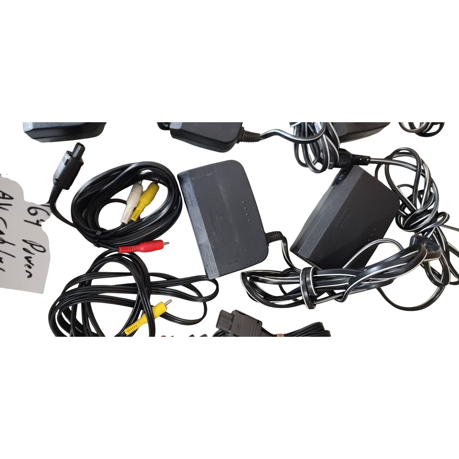 Nintendo N64 Lot 5 Power Adapter And 3 AV Cables Untested