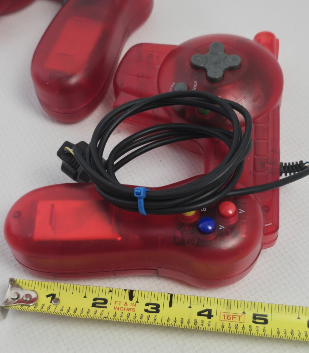 2 Protech XL 39 Transparent Red Portable Video Game Console Controller With Cord