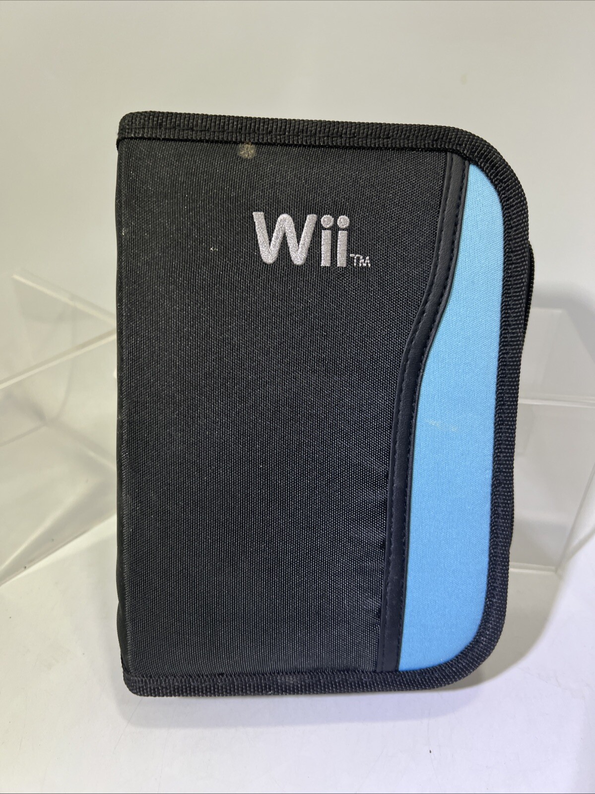 Nintendo Wii Game Storage Blue Black Zippered Travel Carry Carrying Case #ML