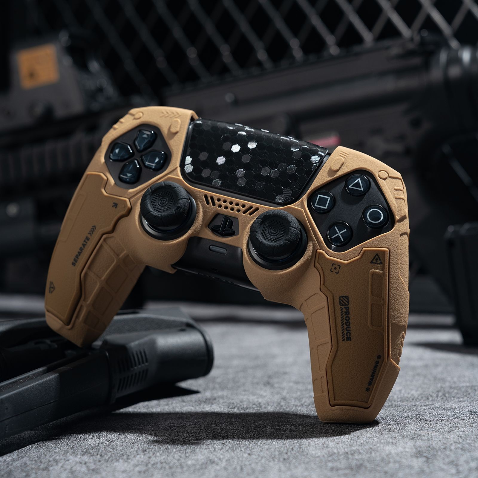 GeekShare G.S.TAC Tactical PS5 Controller Skin Case+Thumb Grips+Sticker Yellow