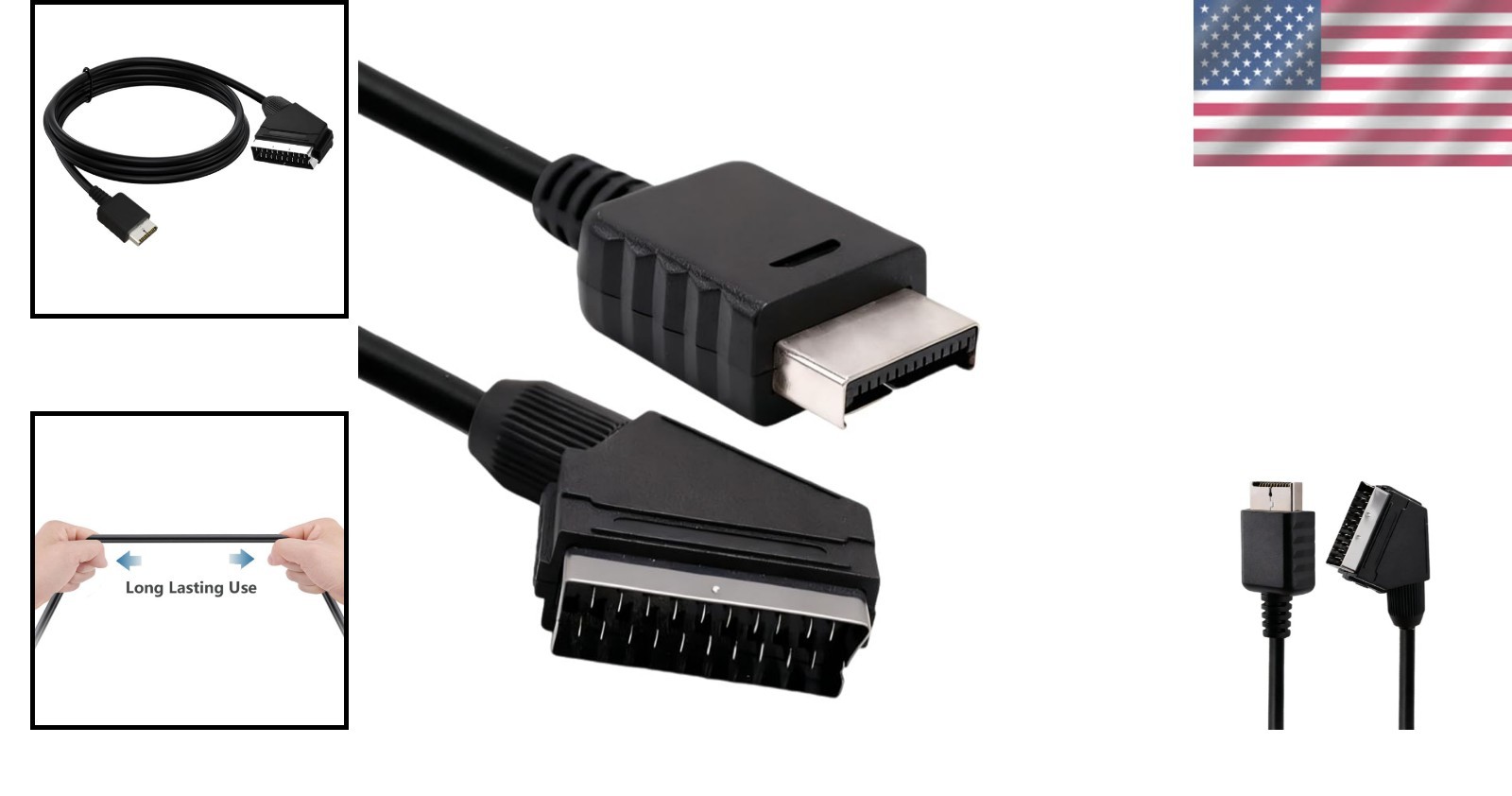 1 × RGB Scart Cable 1.8 meter/ 6ft Fit For PS1/ PS2/ PS3 only