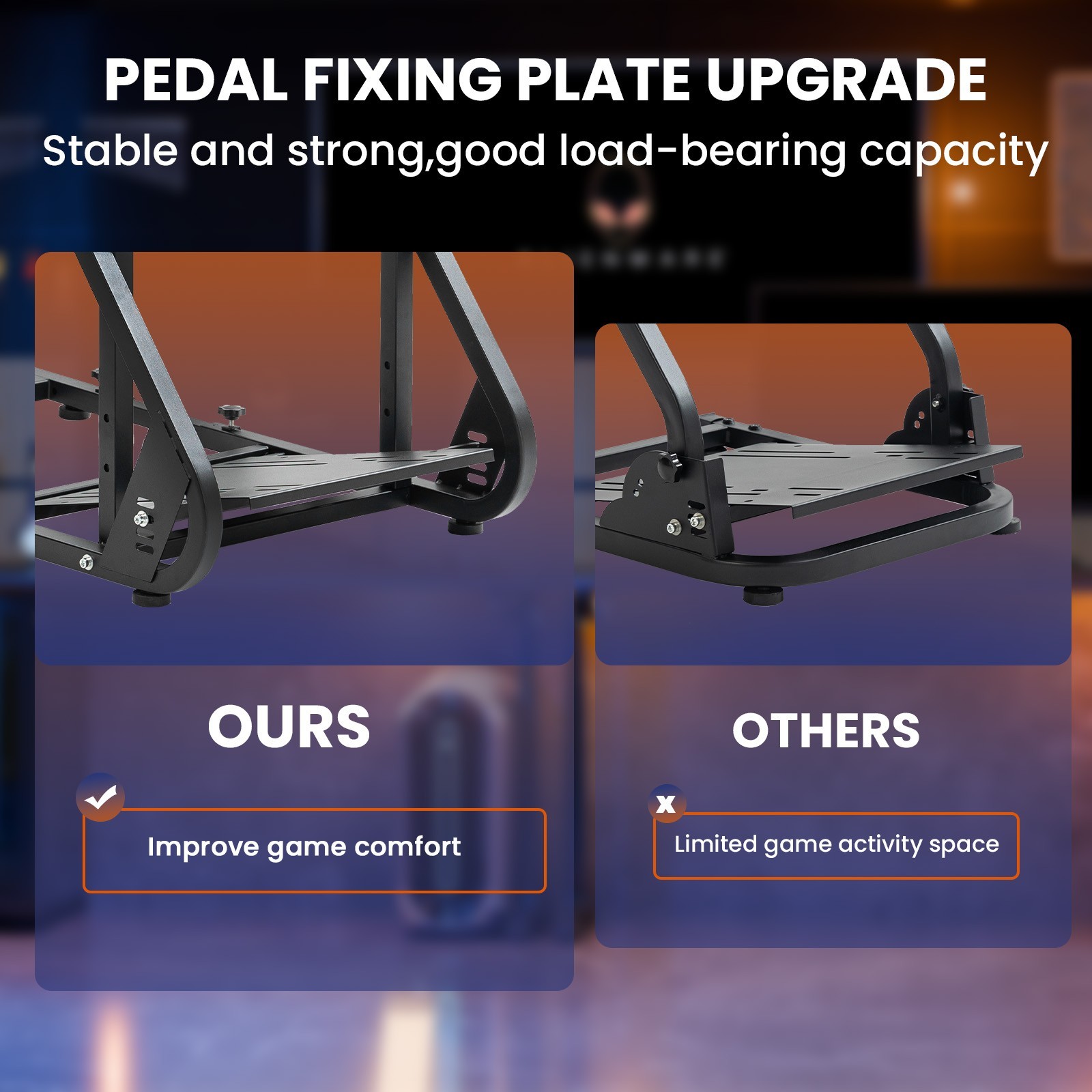 Minneer Racing Sim Cockpit Wheel Stand with Monitor Stand Fit Logitech Fanatec