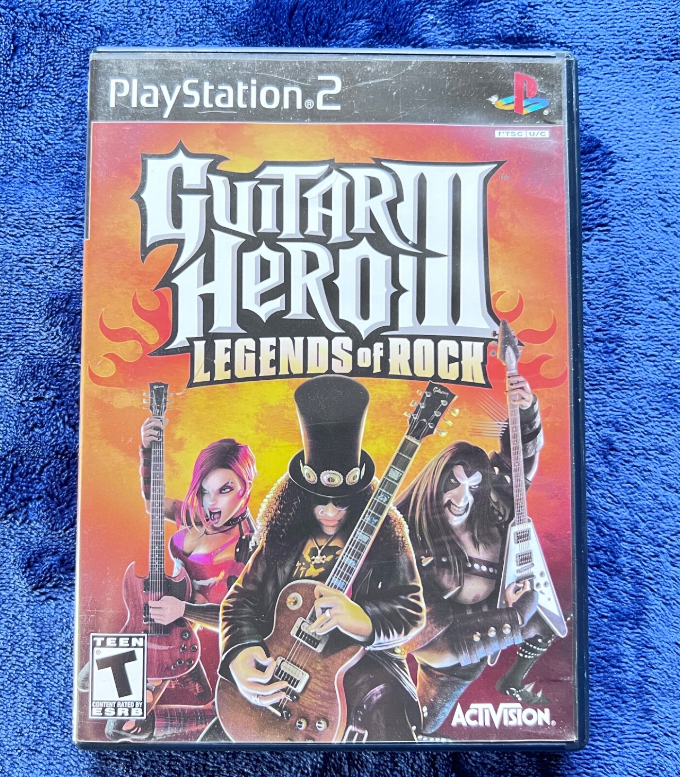 New PlayStation 2 Red Octane Wireless Guitar Hero II and Game with 3 Used Games