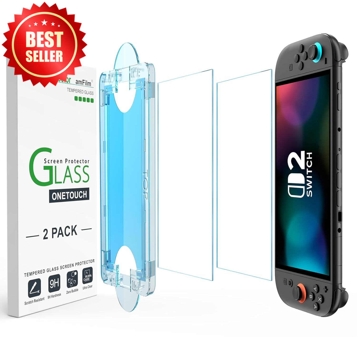 Auto-Alignment Nintendo Switch 2 Screen Protector 7.9″, 2-Pack, Anti-Scratch