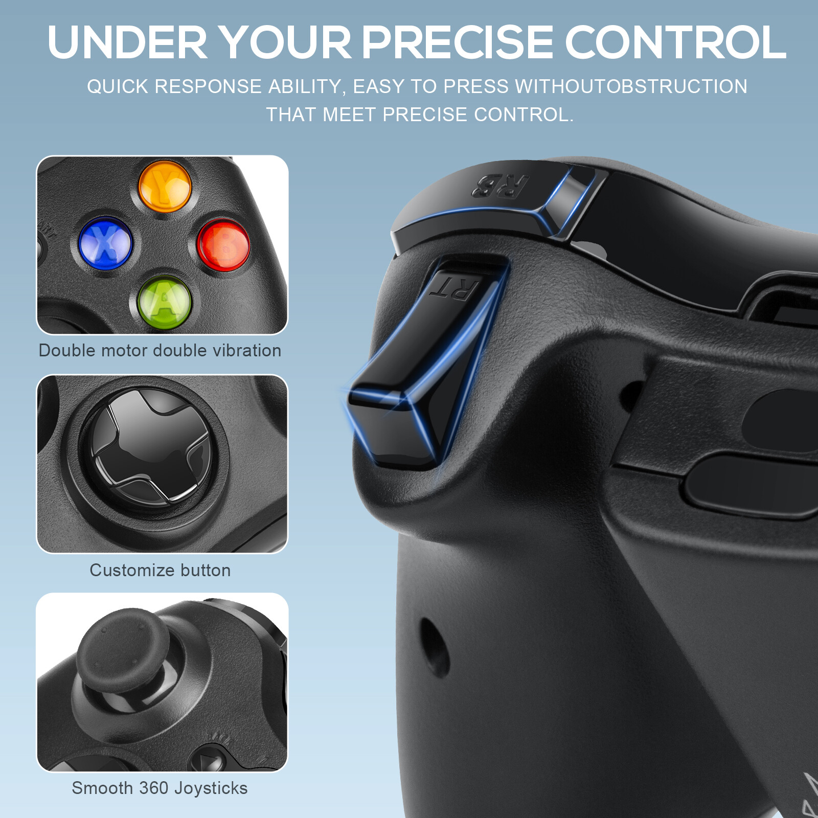 Wireless & Wired Controller For Xbox 360 / Windows 7 8 10 11 PC Gamepad Joystick