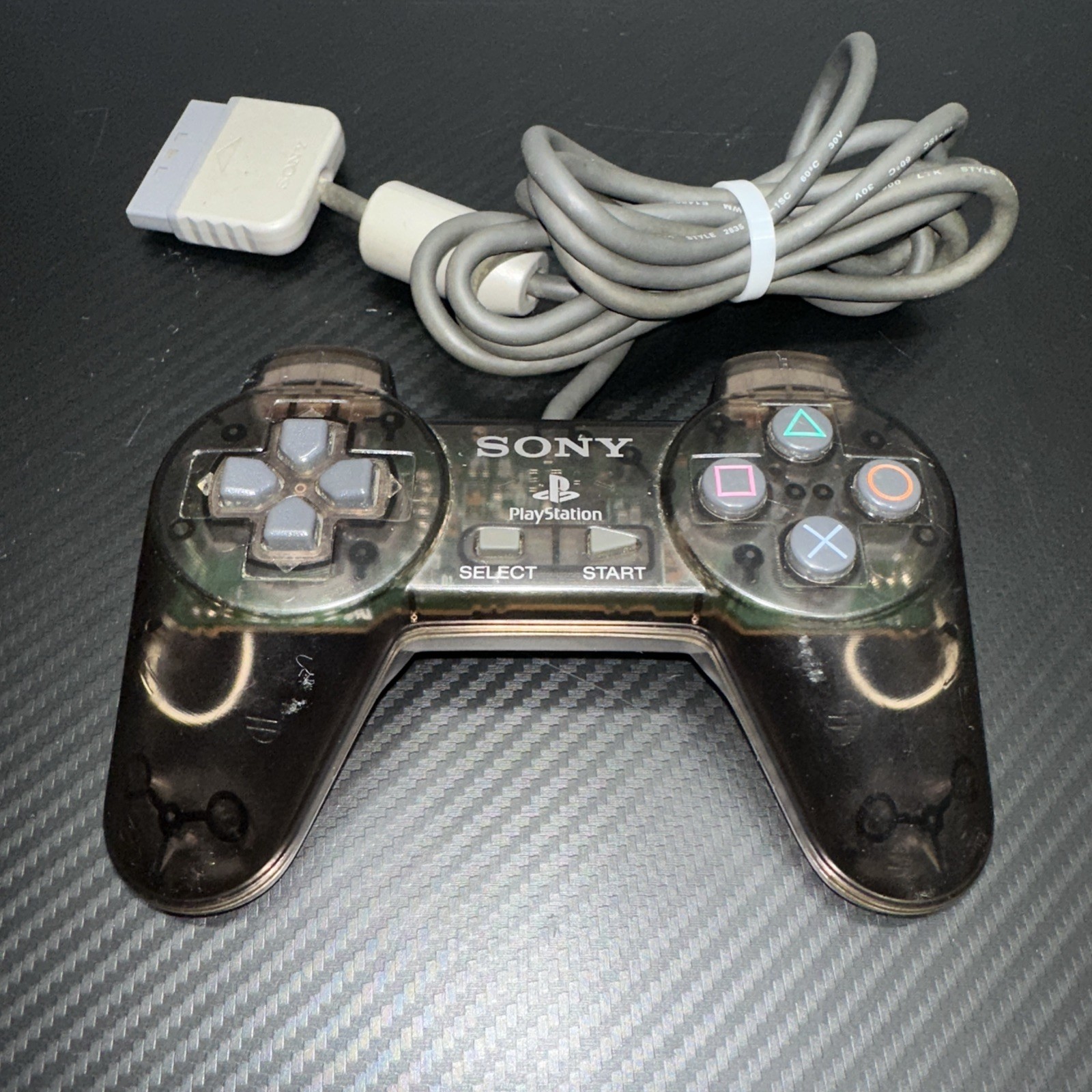 Sony PlayStation 1 PS1 Smoke Clear Grey Controller SCPH-1080 Tested