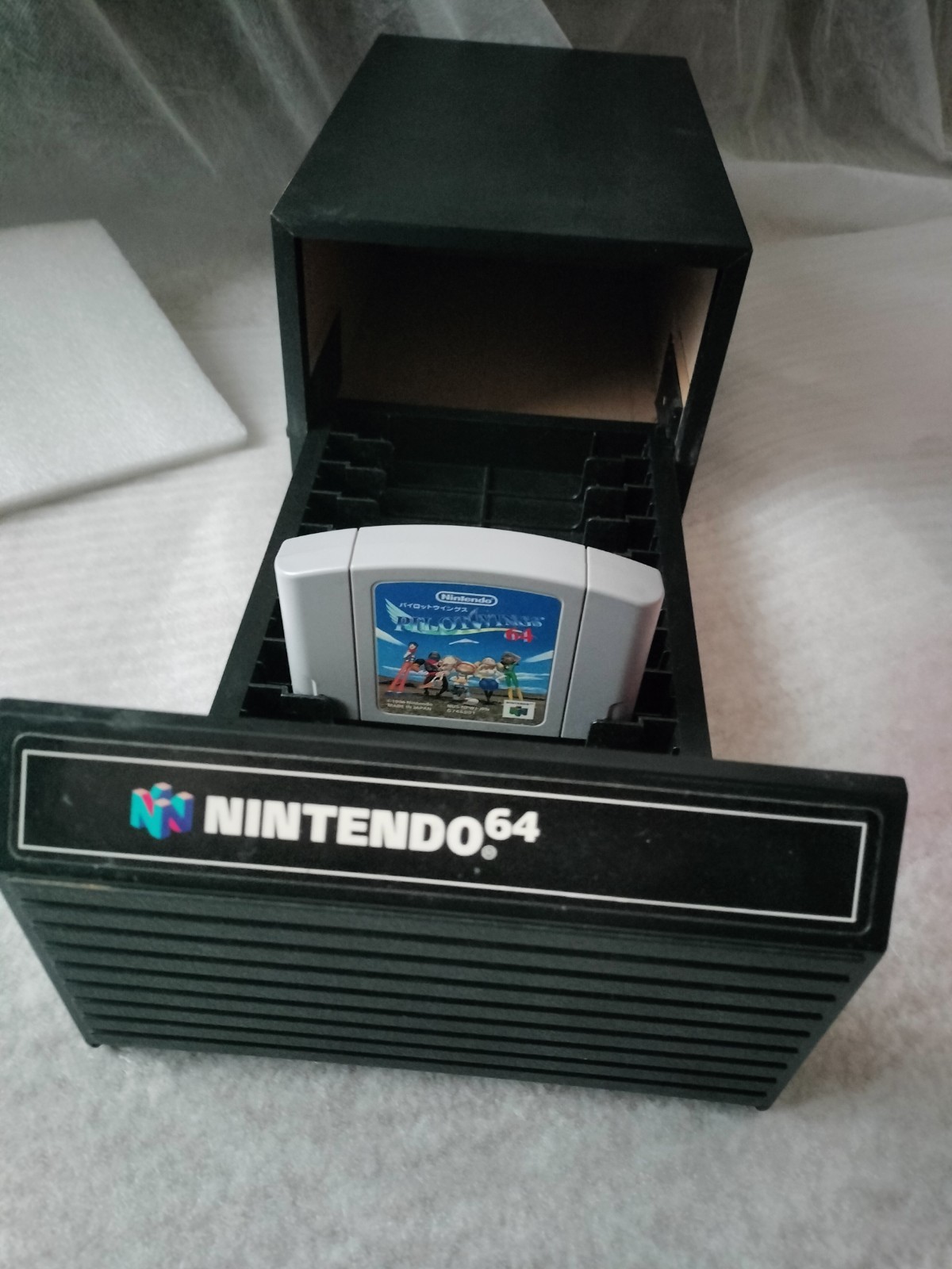 Nintendo 64 Storage Case Box 12 Game Cartridge Holder N64 W/ JapanesePilotwings