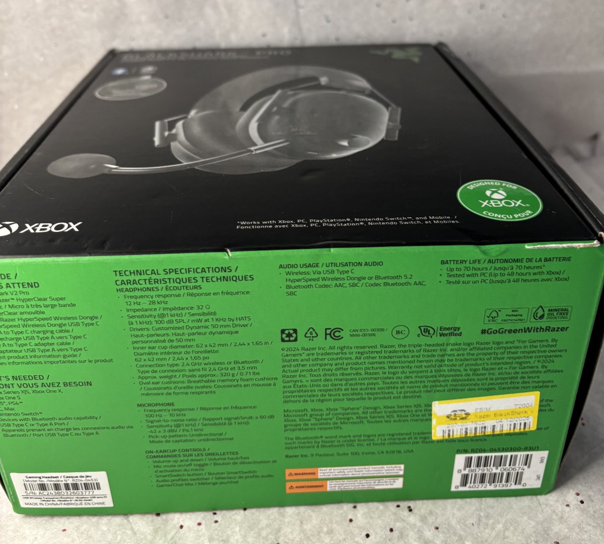 Razer BlackShark V2 Pro Gaming Headset for Xbox – Black: Wireless 3.5mm Jack