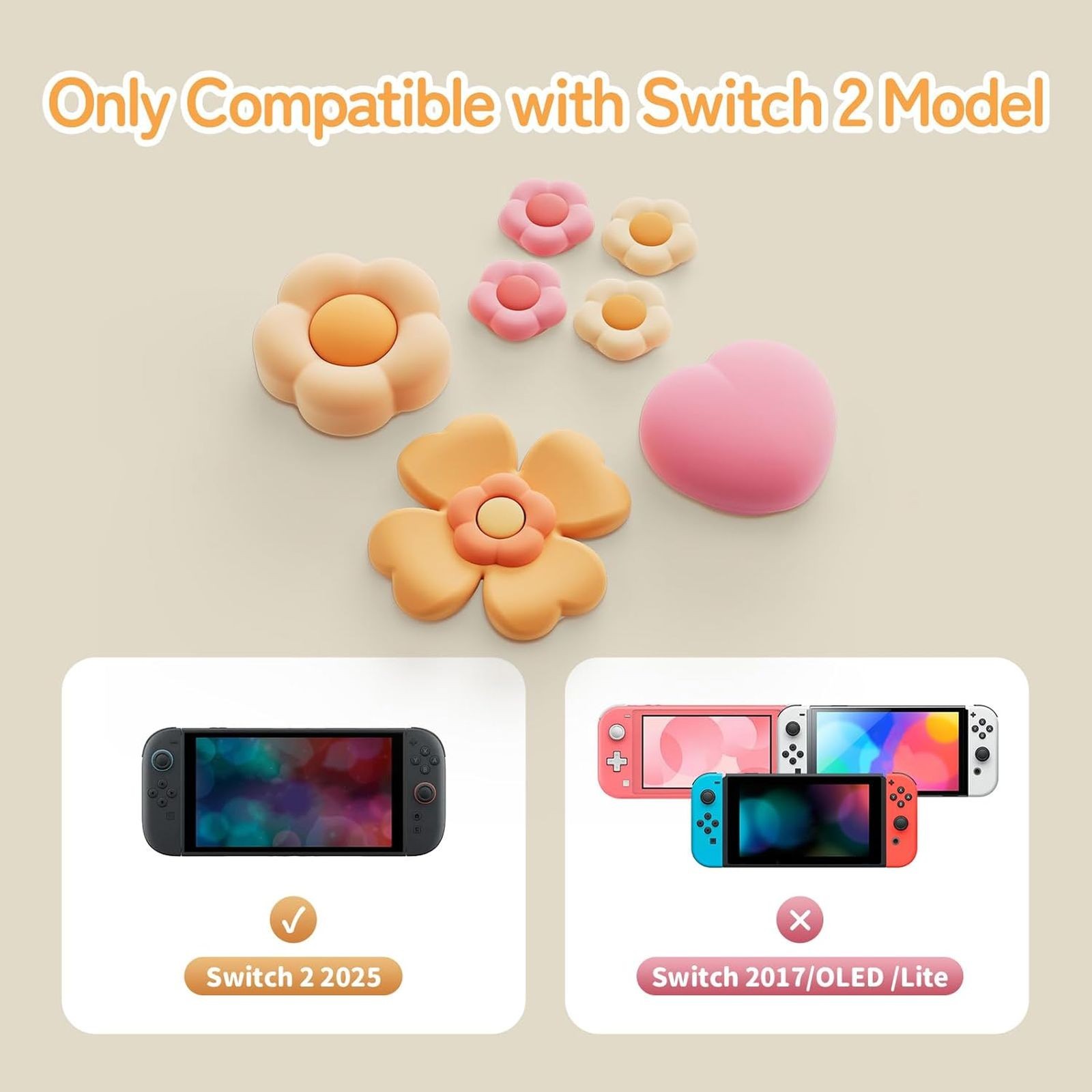GeekShare Cross D-Pad Button Cap ABXY Key Button Thumb Grips For Switch 2 Flower