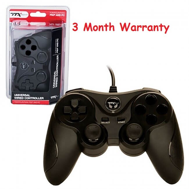 TTX Tech PC and PlayStation 3 PS3 USB Wired Controller Black Brand New