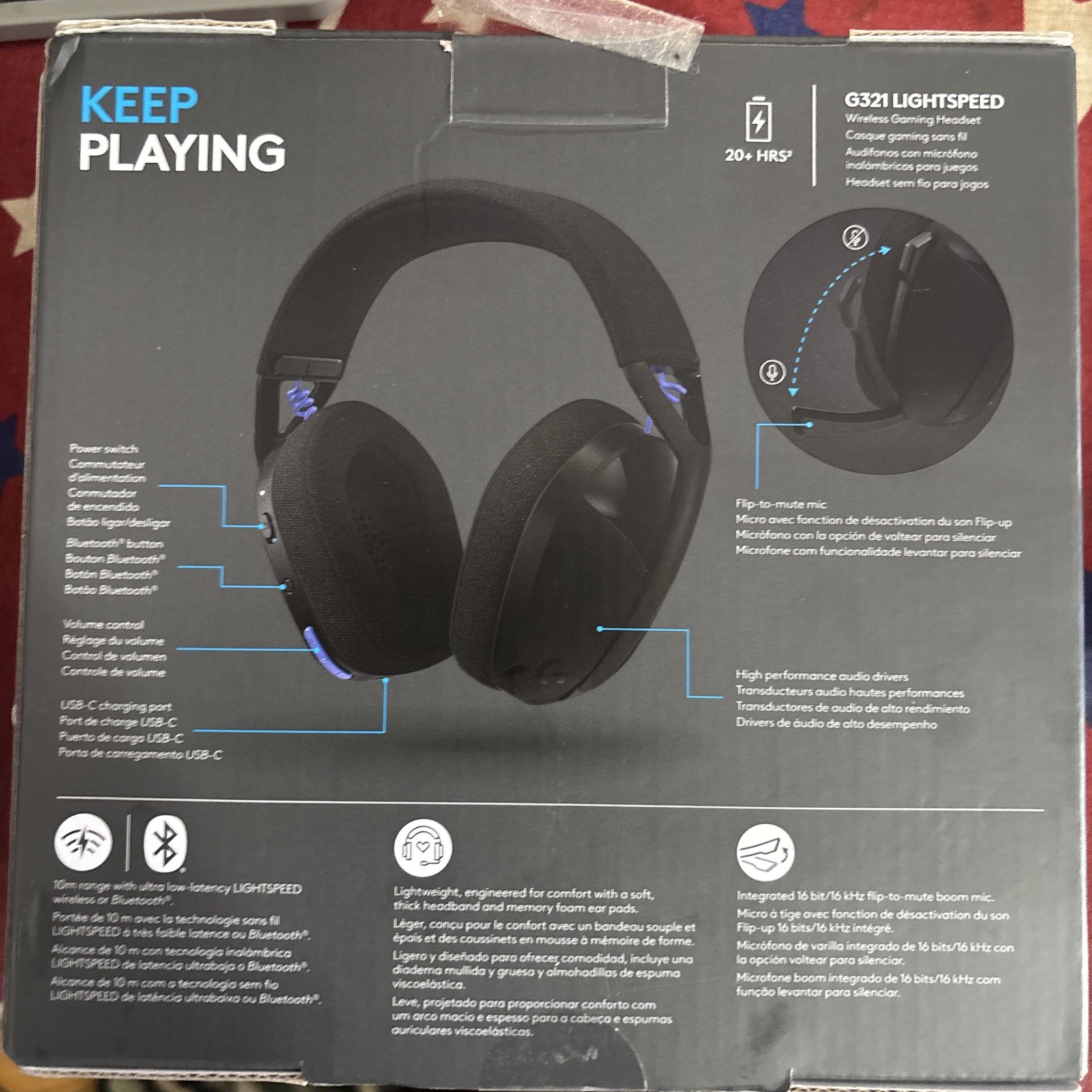 Logitech G321 LIGHTSPEED Wireless Gaming Headset Bluetooth USB-C Boom Mic