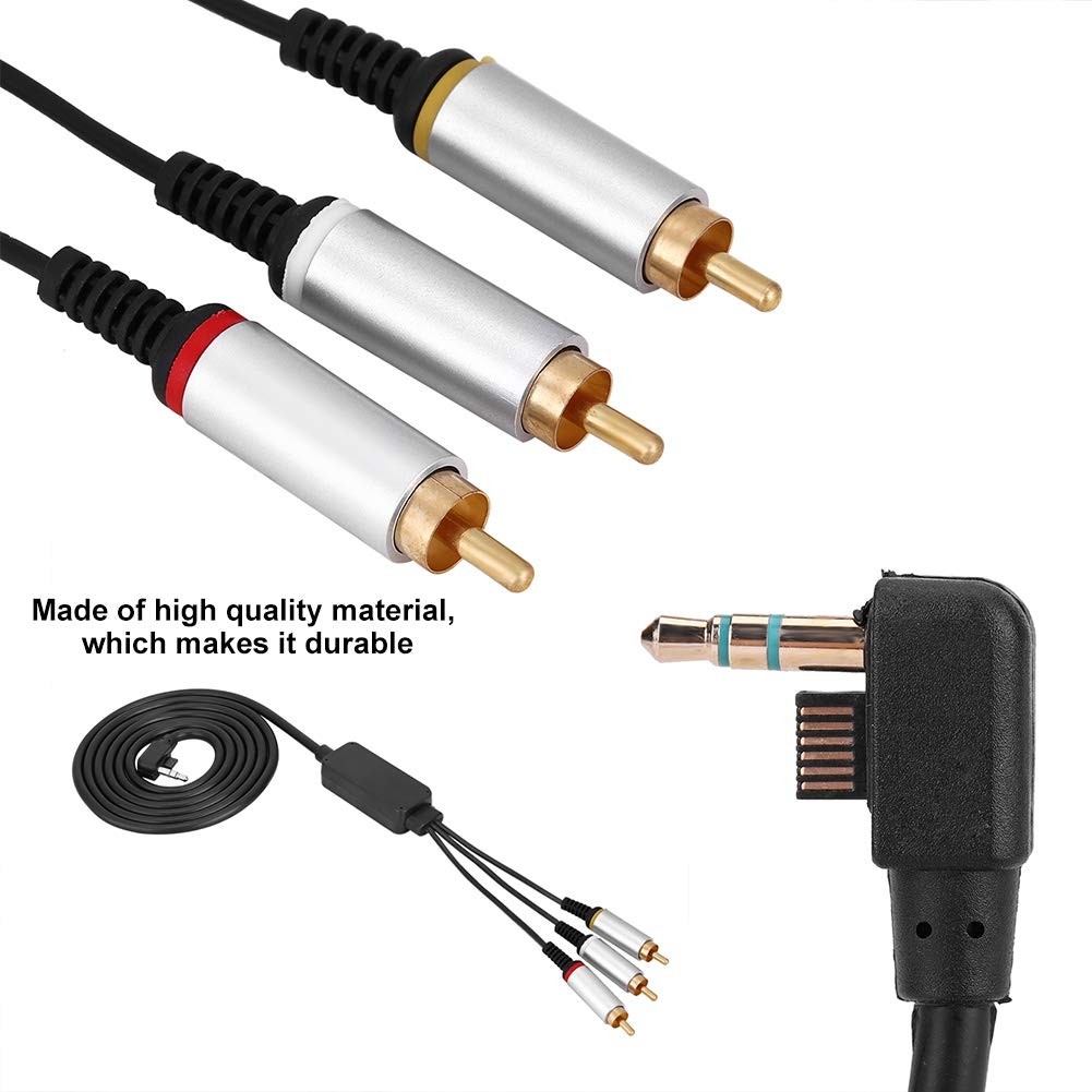 AV Cable 1.5M Component ABS TV Cord Audio Video for PSP2000 Small, Black