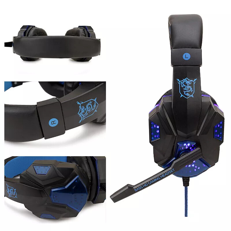 3.5mm Gaming Headset Mic for PS4 PS5 PC Xbox One Mic Stereo Bass Surround Sound