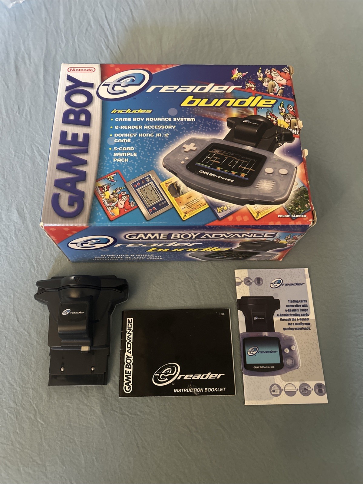Nintendo Game Boy Advance Card e-Reader w Box & Manual Tested *wear to item*