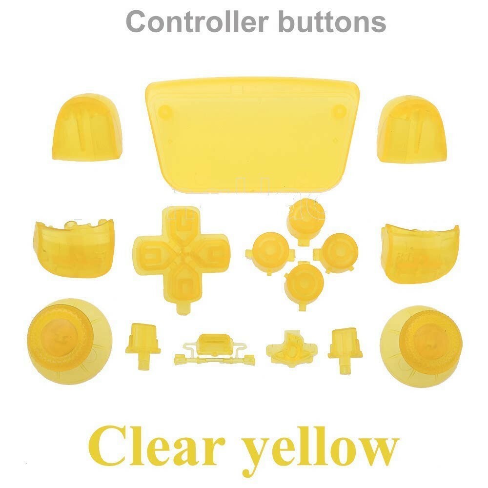 Clear Yellow Playstation 5 PS5 Full Set ABXY R1 L1 R2 L2 Thumbstick D-Pad Button