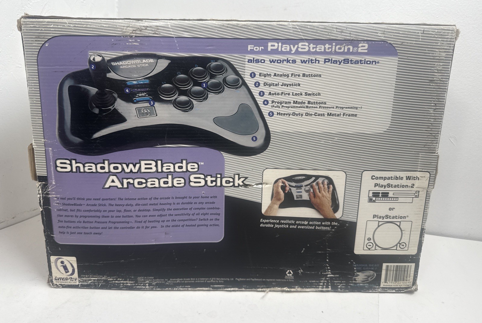RARE InterAct Shadow Blade Arcade Stick Controller Sony PlayStation 2 NEW