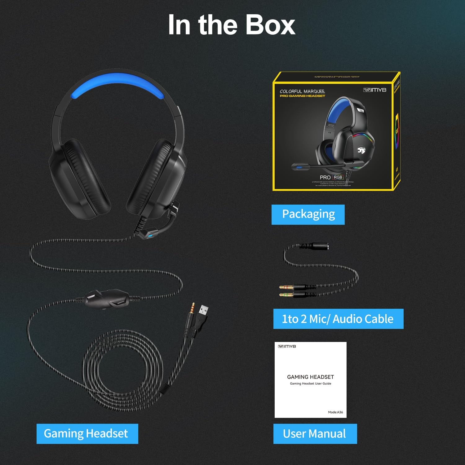 Auriculares Gaming Con Microfono Y Cancelacion De Ruido Para Consola Azul
