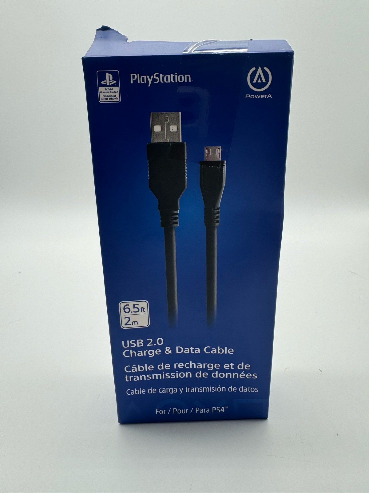 PowerA – Micro USB Charge Cable for PlayStation 4 – Black