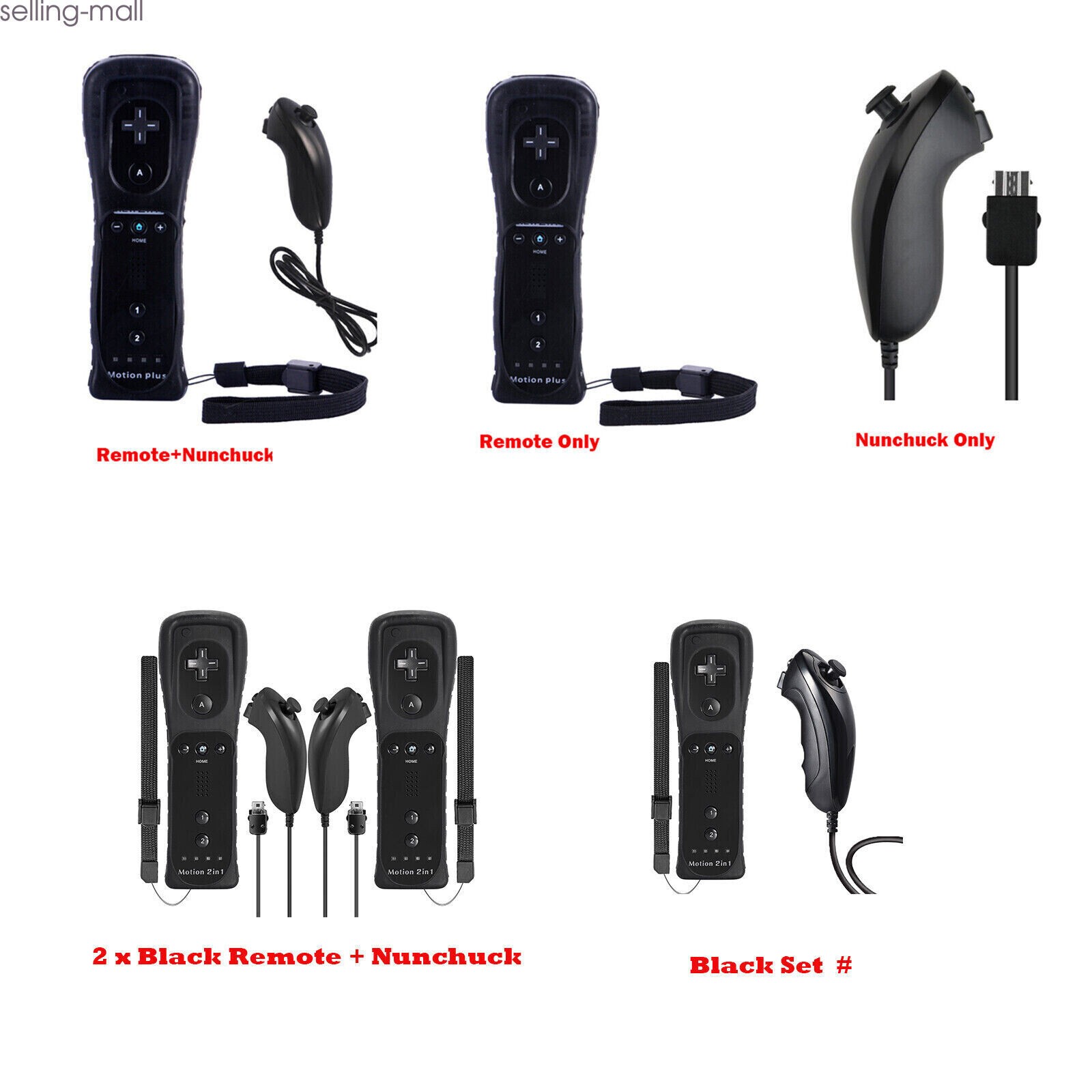 Built-in Motion Plus Wii Remote & Nunchuck Controller for Wii Wii U Console