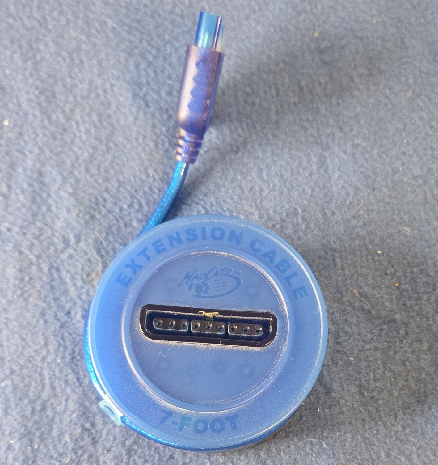 Sony PlayStation 2 PS2 Retractable Controller Extension Cable Wired Blue 7ft