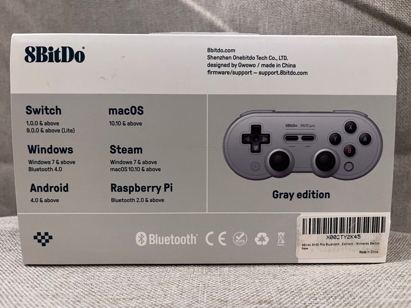 8Bitdo SN30 Pro Bluetooth Gamepad Gray for Switch, Windows, Android, macOS