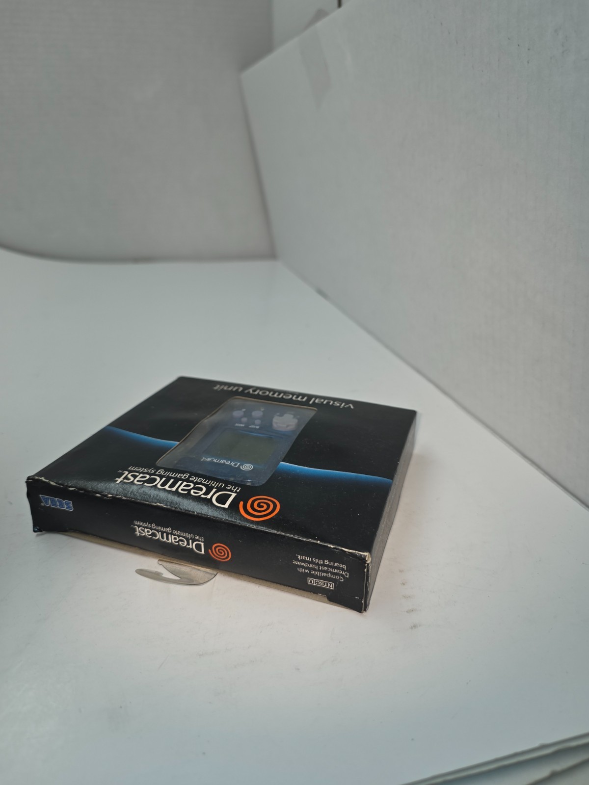 Working Sega Dreamcast Clear Blue VMU OEM Visual Memory Unit Damaged #K39