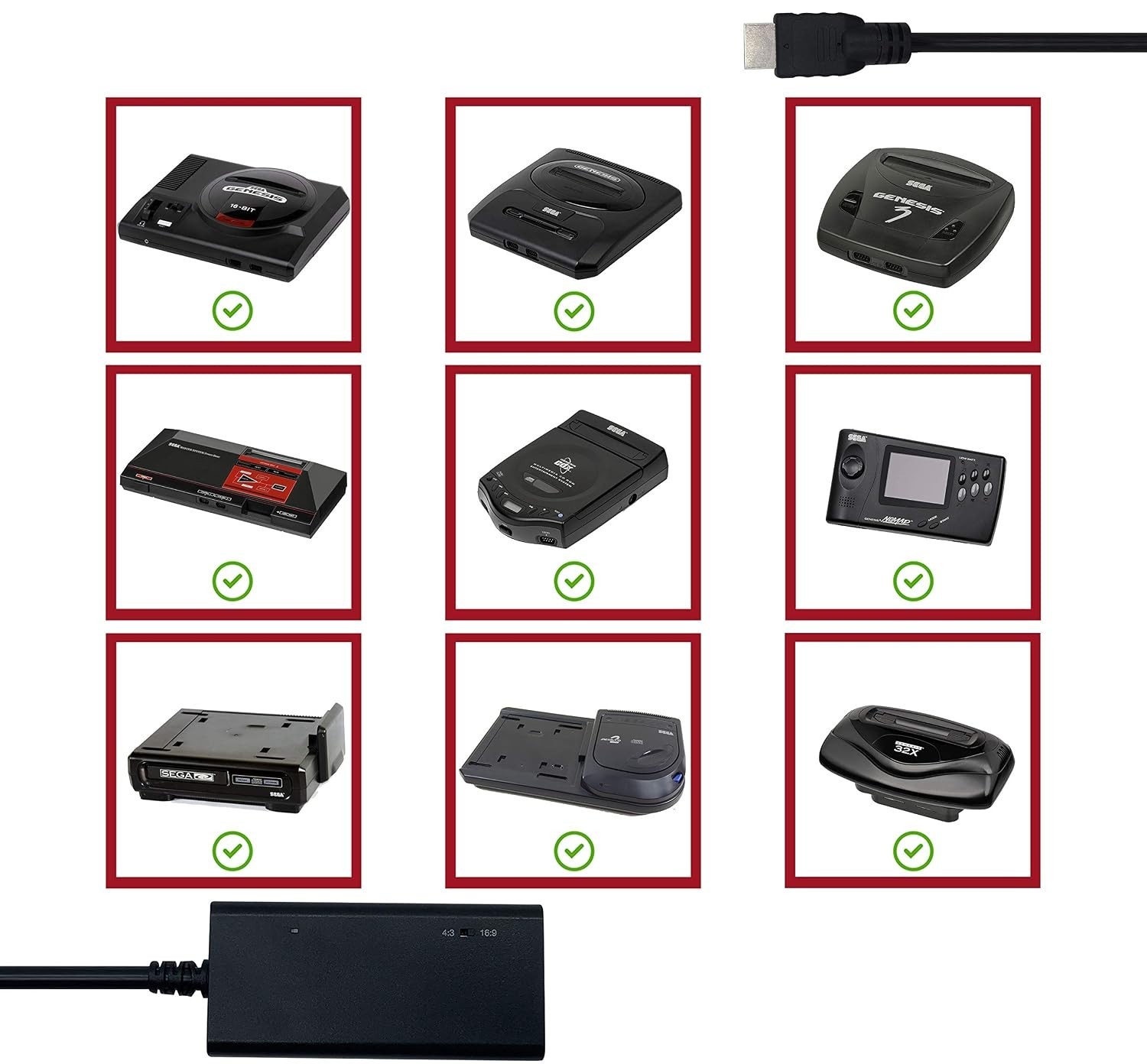 Sega Genesis HDMI Cable for Model 1/2/3 & More