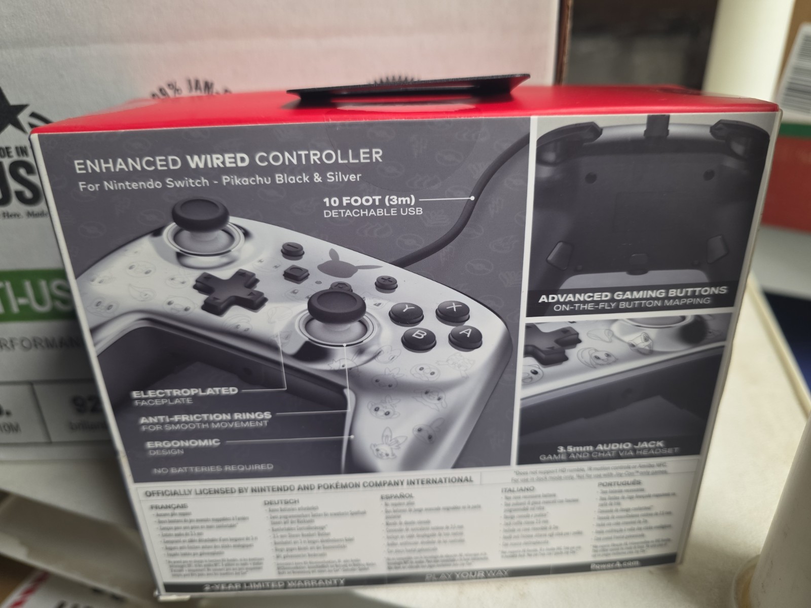 PowerA Nintendo Switch Wired Controller | Pikachu Black & Silver | Mappable