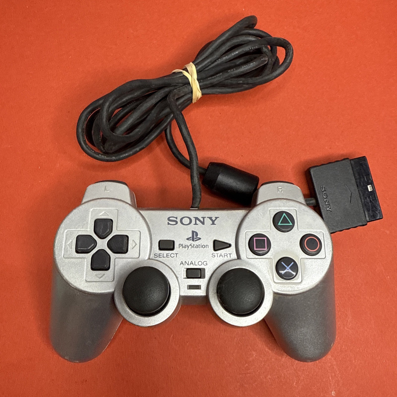 Satin Silver Dual Shock 2 Controller OEM Sony PlayStation 2 PS2 SCPH-10010 (C)