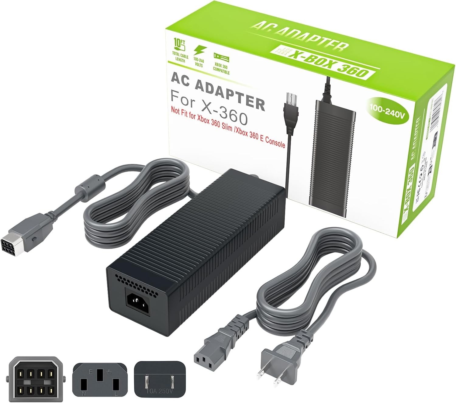 AC Adapter for Xbox 360 Console – 203W Power Supply with LED Indicator