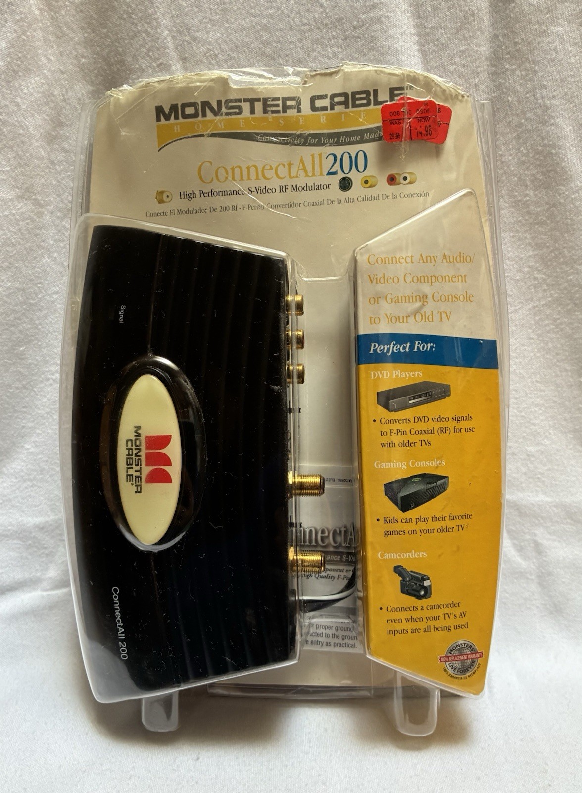 Monster Home TV ConnectAll200 GamingDVD Console S-Video RF Modulator Opened Box