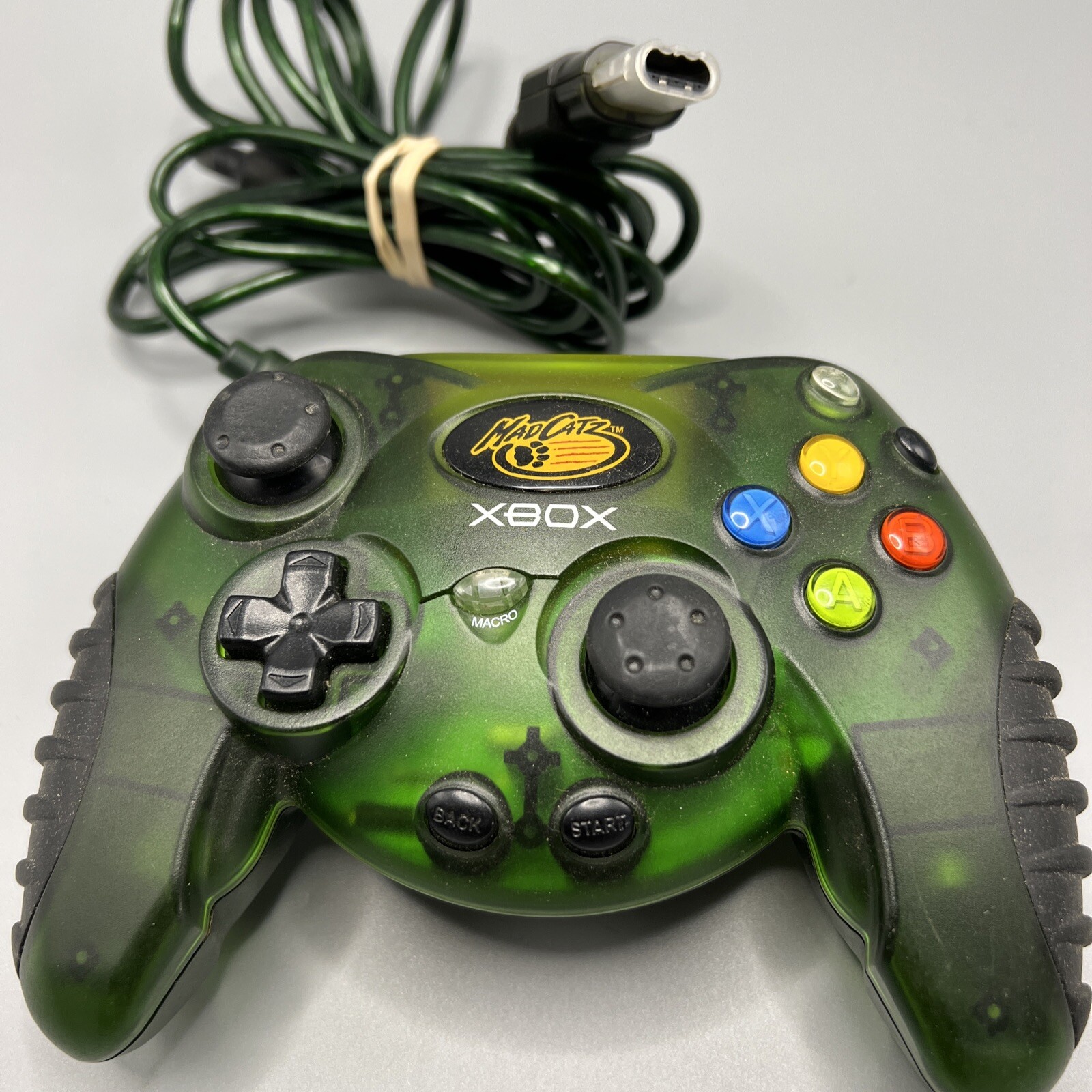 Mad Catz Microcon Xbox Green & Black Controller Wired #4526 W/Breakaway T2293