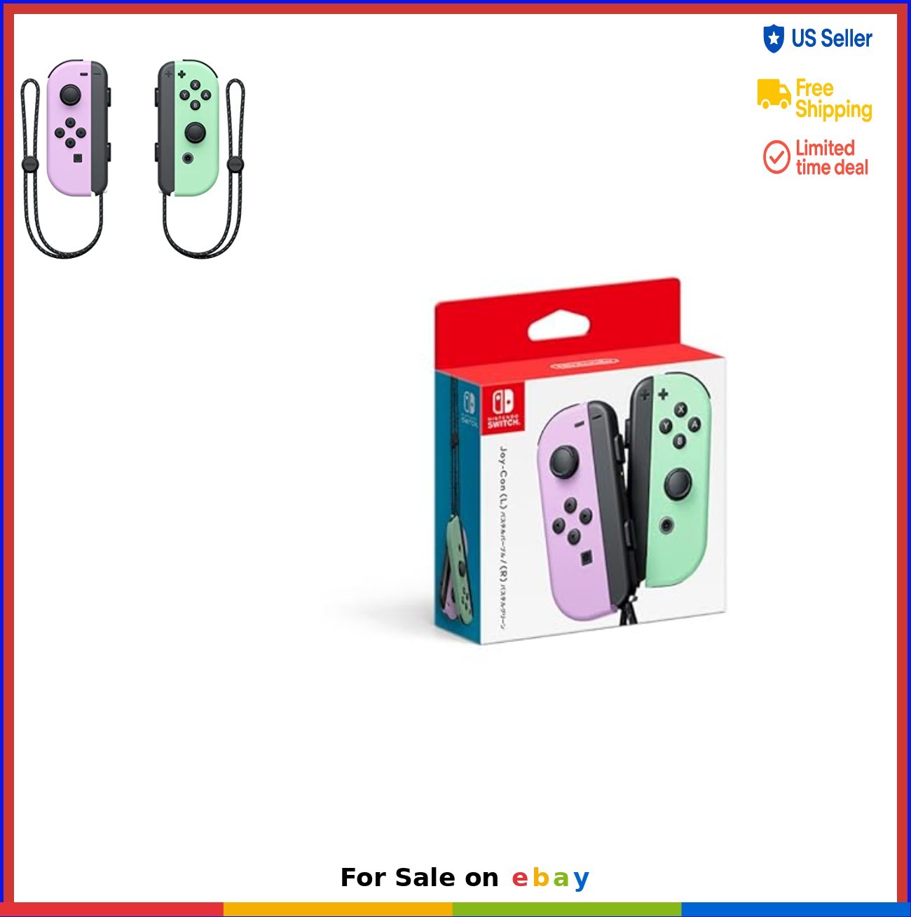 Joy Con Wireless Gamepad for Nintendo Switch Pastel Purple Green Set with Straps