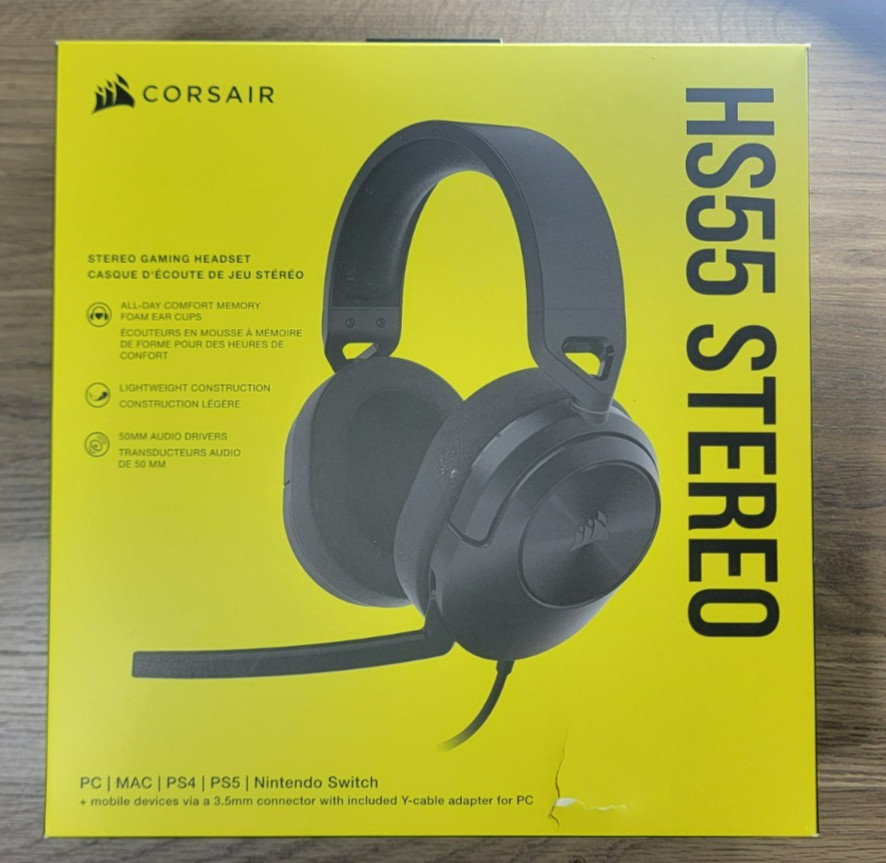 CORSAIR HS55 Gaming Memory Foam Headset CA-9011260 Carbon PC MAC PS4 PS5 New
