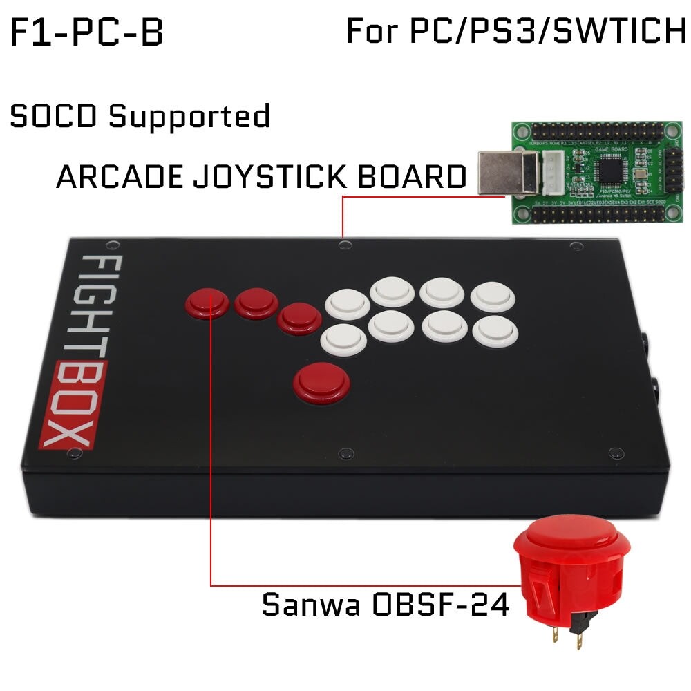 Fightbox F1 All Button Leverless Arcade Game Controller For PC/PS/Xbox/Switch